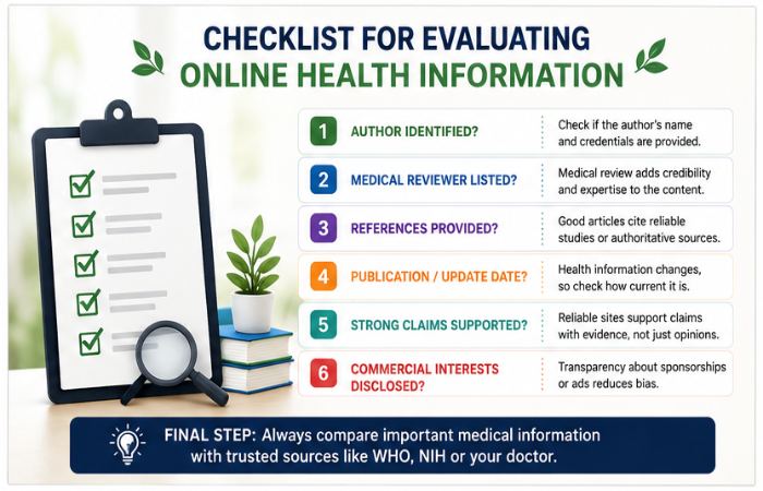 checklist for evaluating online health information